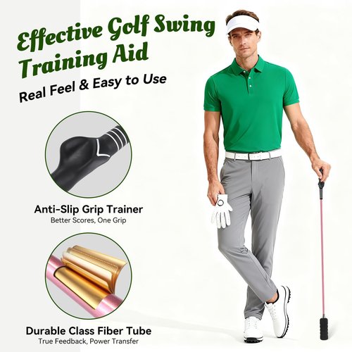 Golf Swing Trainer- Golf Grip and Tempo Trainer, Warm up Click Stick Golf Training Aid, Golf Speed Trainer, Rhythm Correction for Tempo & Wrist Angle, Portable Training Aid for Beginners to Pros