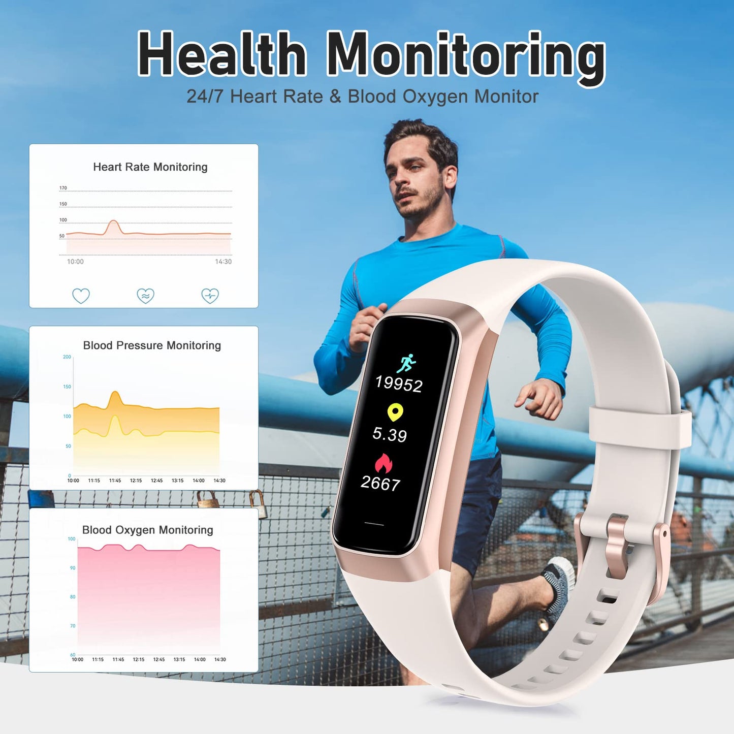 Zeacool Fitness Tracker with 24/7 Heart Rate, Blood Oxygen Blood Pressure Sleep Monitor, Activity Trackers 5 ATM Waterproof,Step Calorie Counter Pedometer Health Smart Watch for Women Men Be