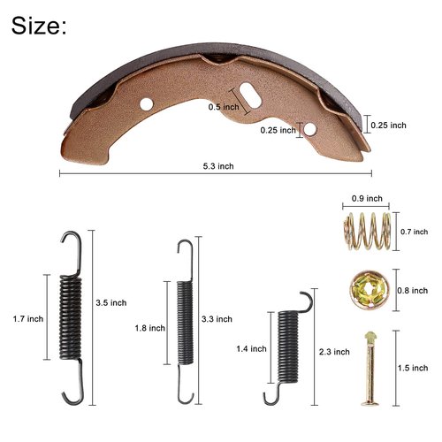 10L0L Golf Cart EZGO Brake Shoes Pads & Brake Spring Kit Assembly Fits EZGO TXT Medalist 1997~2008, Workhorse 1996~2012, Yamaha G14-G20, Replace OEM 27943G01 27944G01 70795G01 JN6-F5331-01-00