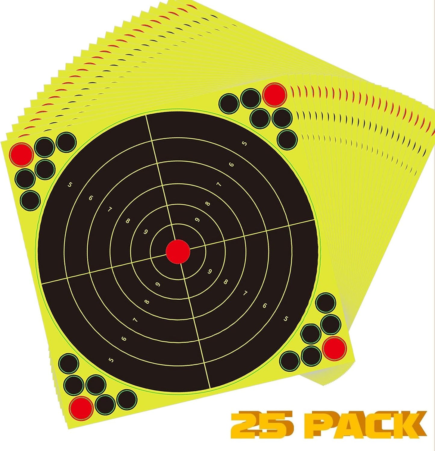 Reactive Fluorescent Shooting Targets by Splatter - 12x12” Adhesive Feedback Stickers with Repair Patches for Range Training