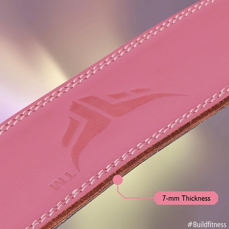 Mytra Fusion Weight Lifting Belt Women Gym Belt 7MM Thick and 4" wide 100% Real Leather Lifting Belts for Women, Ladies weightlifting belt Powerlifting Bodybuilding and Workout belt (Pink, Small)