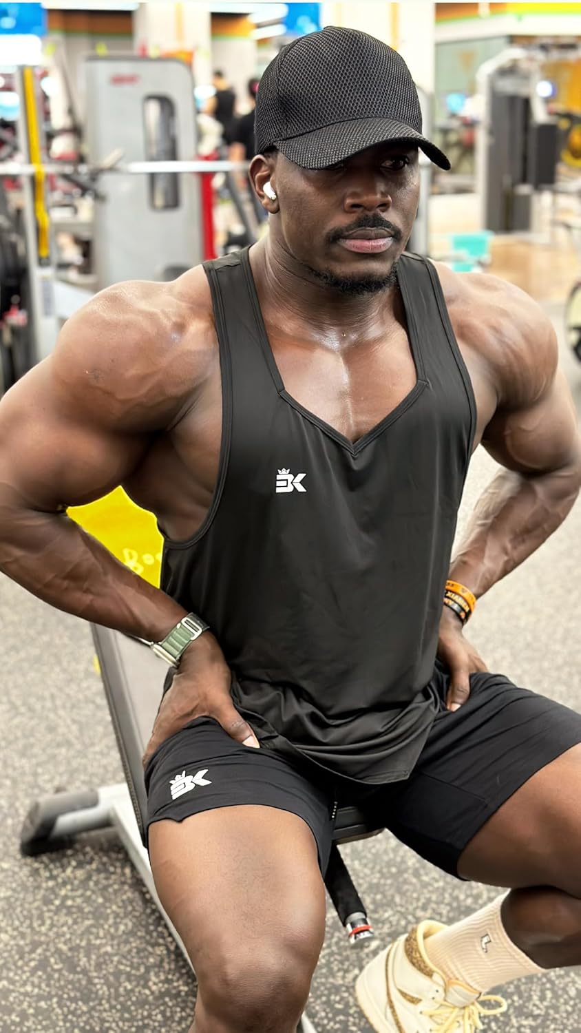 BROKIG Men's Airstretch Gym Shorts - 5 Inch Slim Fit Athletic Workout Shorts with Zipper Pockets