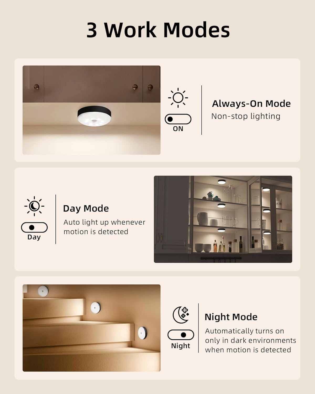 Rechargeable Under Cabinet Puck Lights with Remote - Dimmable RGB & 3 Color Temps (6 Pack)