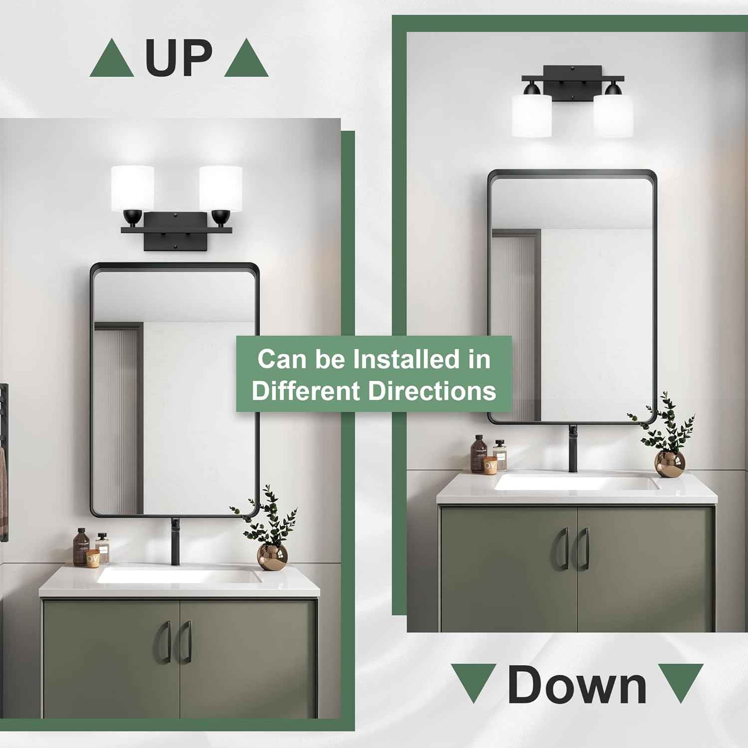 Modern 4-Light Bathroom Vanity Light Fixture - Anti-Rust Over Mirror Sconce with Milky White Glass Shades, E26 Base