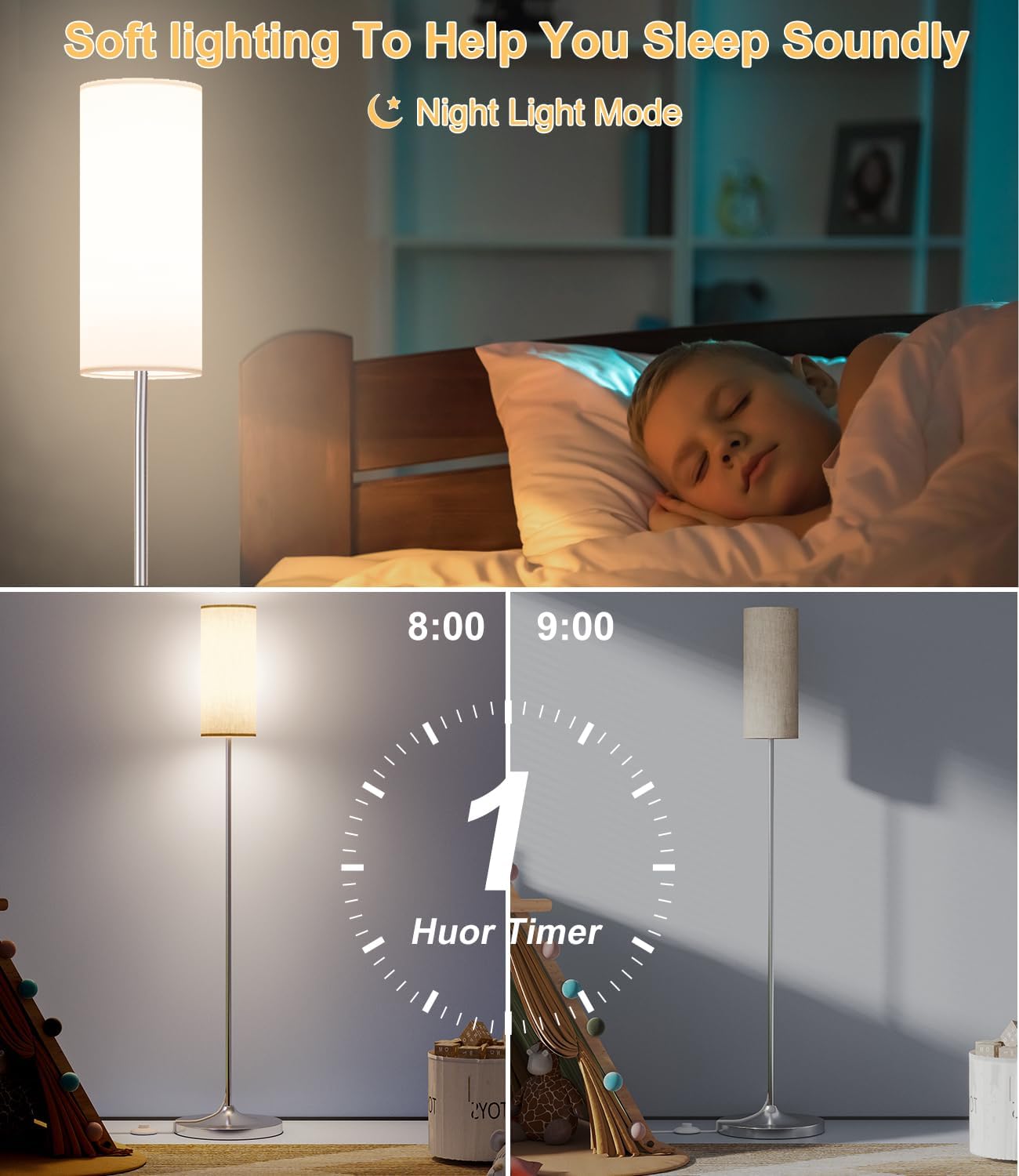 LED Floor Lamp with Remote & Dimmable Feature - Modern Gold Standing Lamp for Living Room & Bedroom