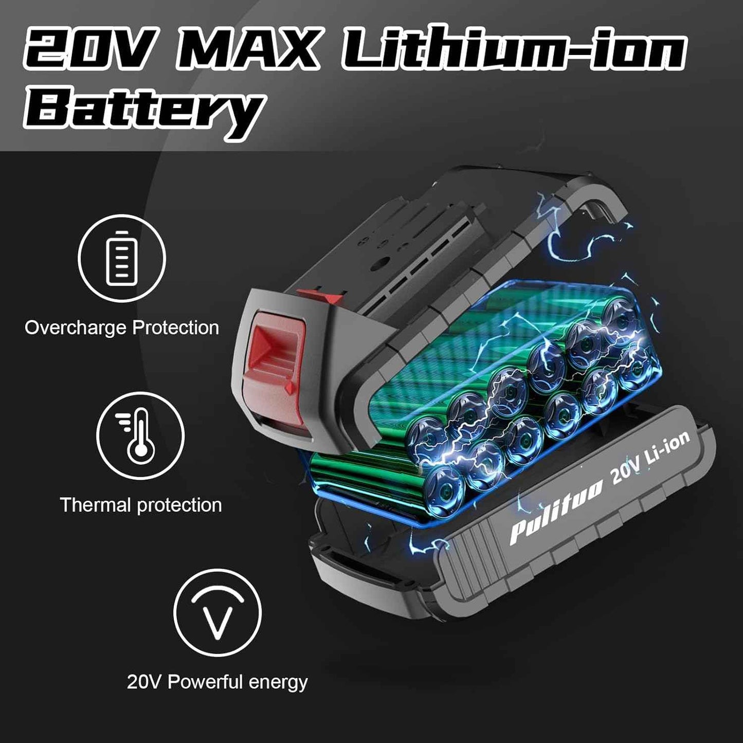 PULITUO'S 20V Cordless Drill/Driver, Electric Screwdriver - 2 Batteries, 30Nm, 21+1 Torque, 2 Speed, Keyless 3/8" Chase Drill with LED Light, Kit for Home (Green)