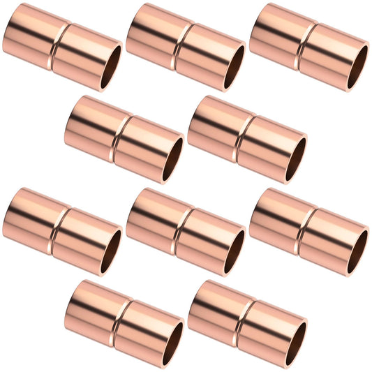 HINZIC 10Pcs Straight Copper Coupling Fittings, 1/4" ID Welding Joint for HVAC Air Conditioner, Solder Connection Connector End Repair Coupler with Rolled Tube Stop Sweat Ends