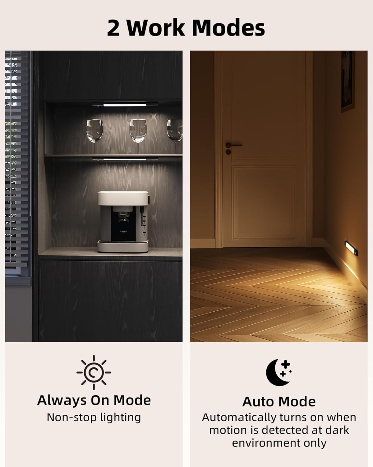 Rechargeable Motion Sensor Under Cabinet Lights - 6-Pack Dimmable LED Closet Lighting, 3 Color Temperatures, 11.8 Inch for Kitchen, Pantry & Bedroom