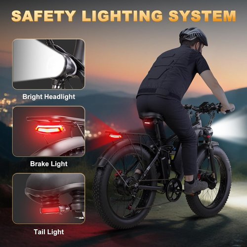 9000W Dual Motor Ebike - 24" Fat Tire Electric Bike for Adults | 45MPH Speed, Long Range 52V 34Ah, Full Suspension