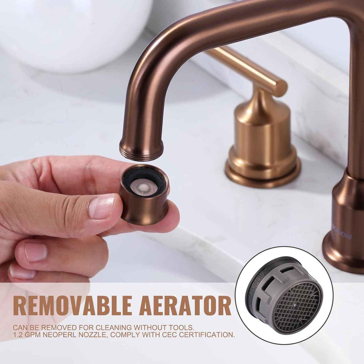 Brushed Nickel 8-Inch Widespread Bathroom Faucet with 360° Swivel Spout - Modern 2 Handle Lavatory Sink Fixture
