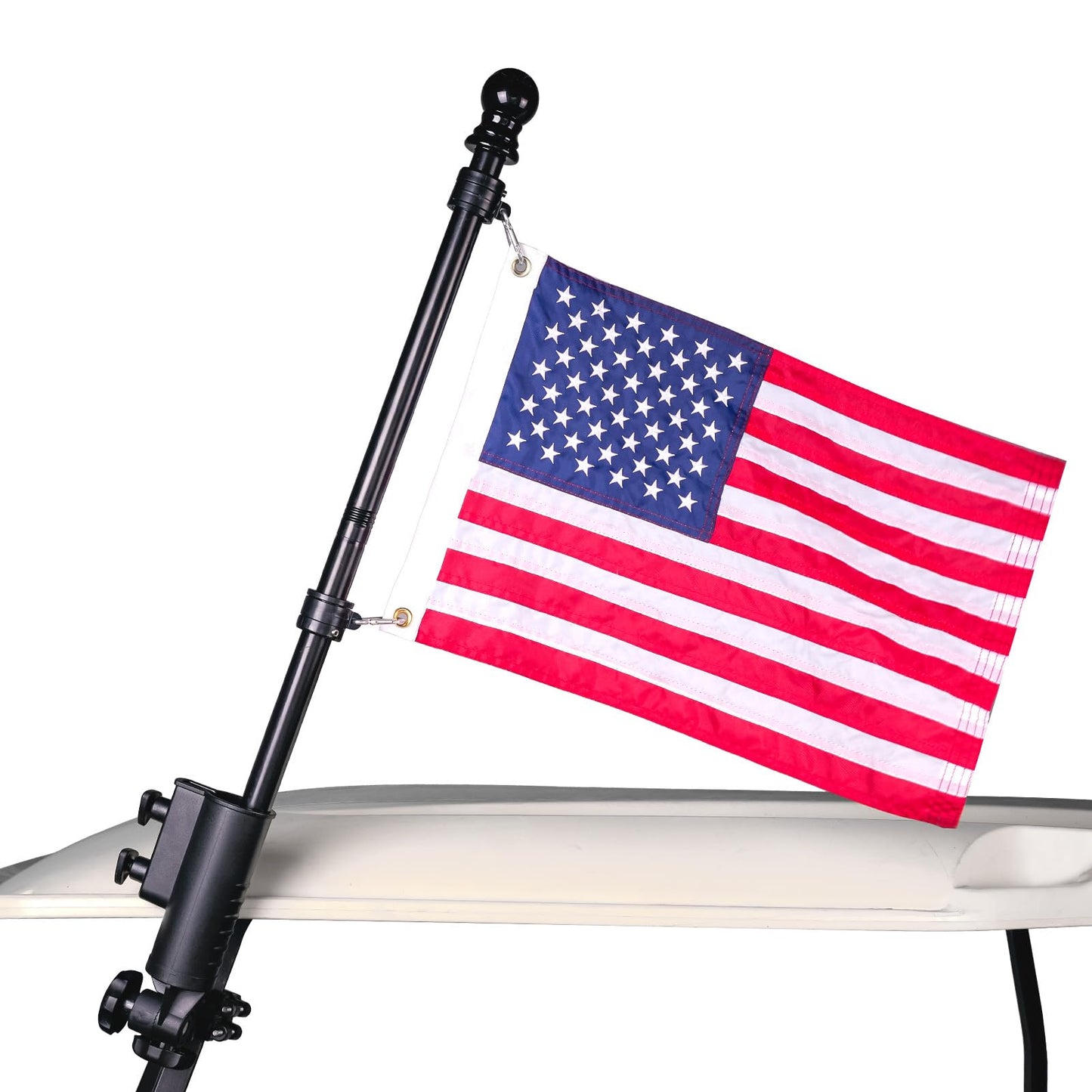 10L0L Golf Cart Flagpole Kit with 12x18" American Flag, Universal Fit for Club Car, EZGO, Yamaha Golf Cart, Adjustable Black Stainless Steel Pole Mount, Golf Cart Flag Holder Accessories
