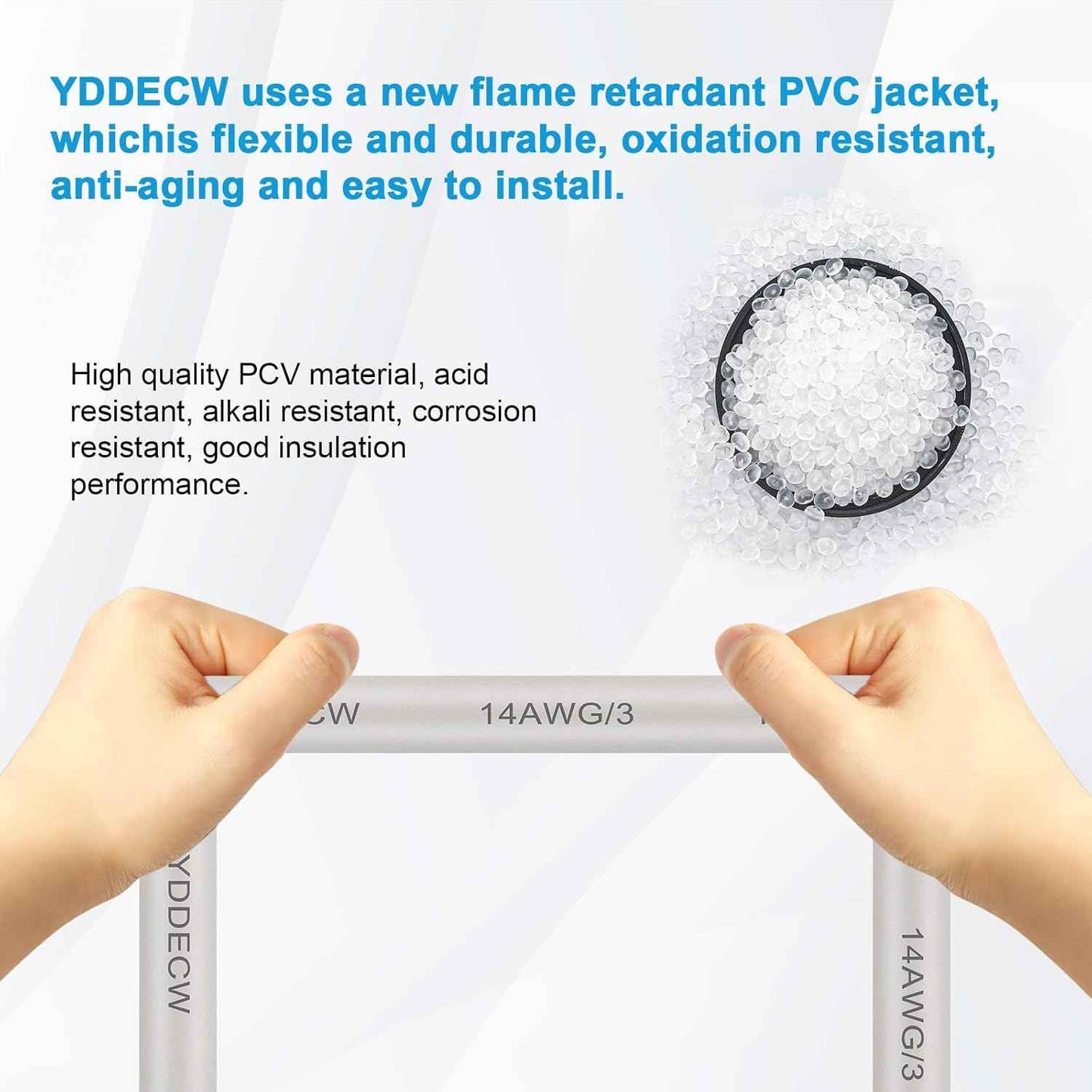 14 Gauge NM-B Wire with Ground - 50FT Pure Copper Indoor Electrical Cable for Outlets & Switches