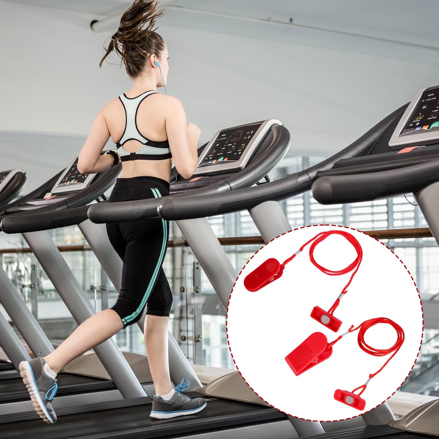 2pcs Treadmill Magnet Safety Keys, Universal Magnetic Treadmill Safety Key Replacement Running Machine Emergency Stop Magnets (2 Sizes)