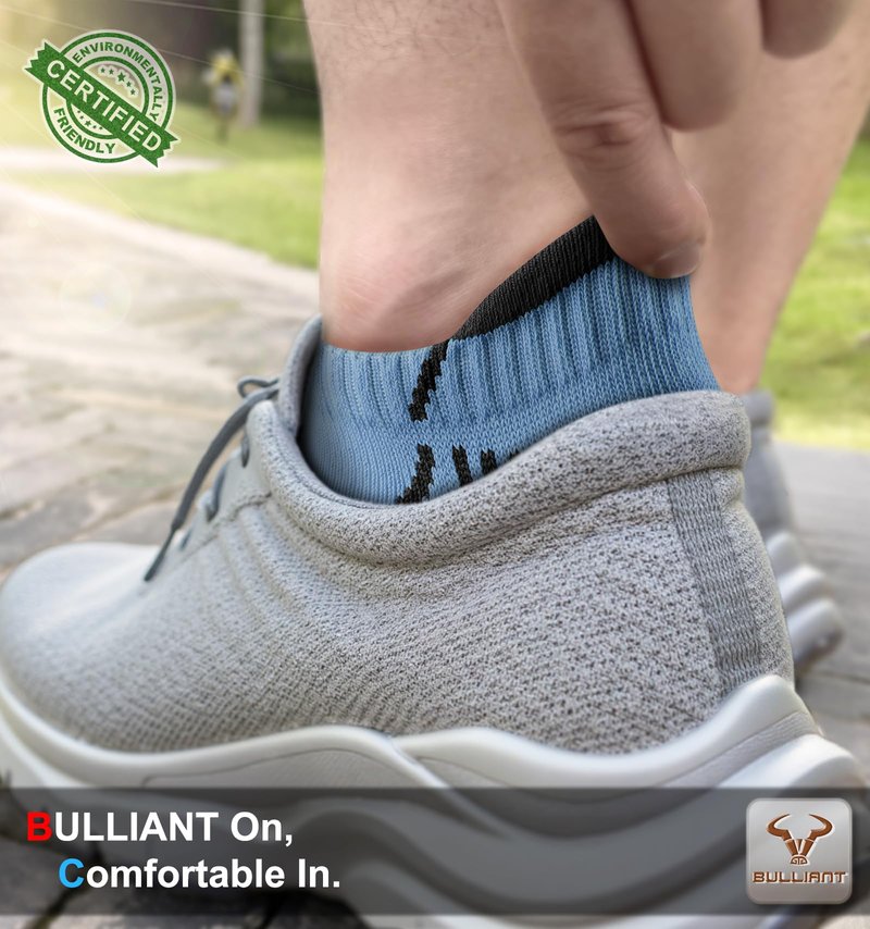 BULLIANT Men Running Socks 6Pairs-Ankle Athletic Socks Wicking Cushioned for Men Walking-Arch Compression Support(6Pairs,Shoes Size:Men 10-12)