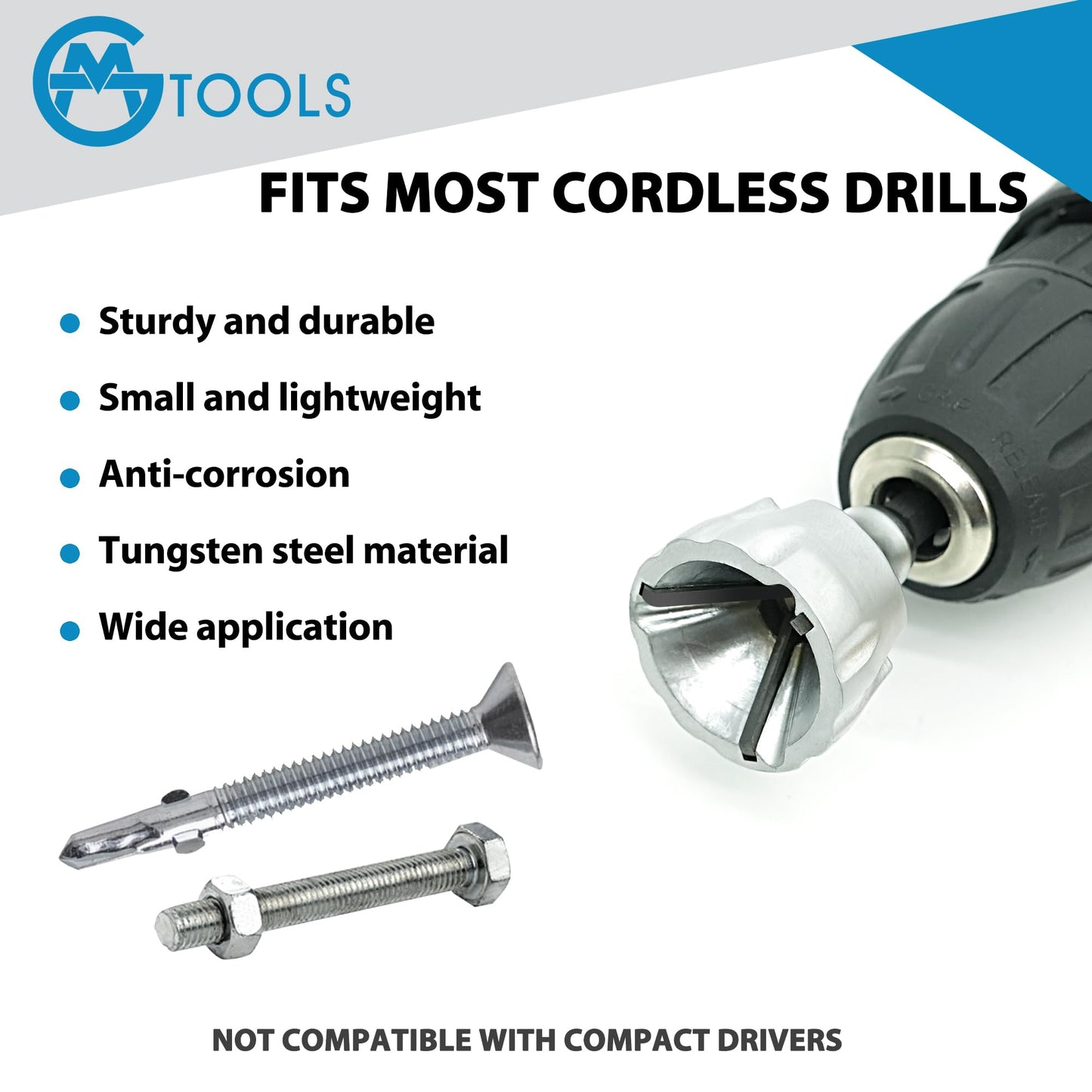 GMTOOLS Deburring External Chamfer Tool with YG8 Carbide Blade, Deburring Drill Bit Set, Remove Burr Tools with Quick Release Shank, Repair Tools for Damaged Bolts Fits for 1/8"- 3/4" (3mm-19mm)