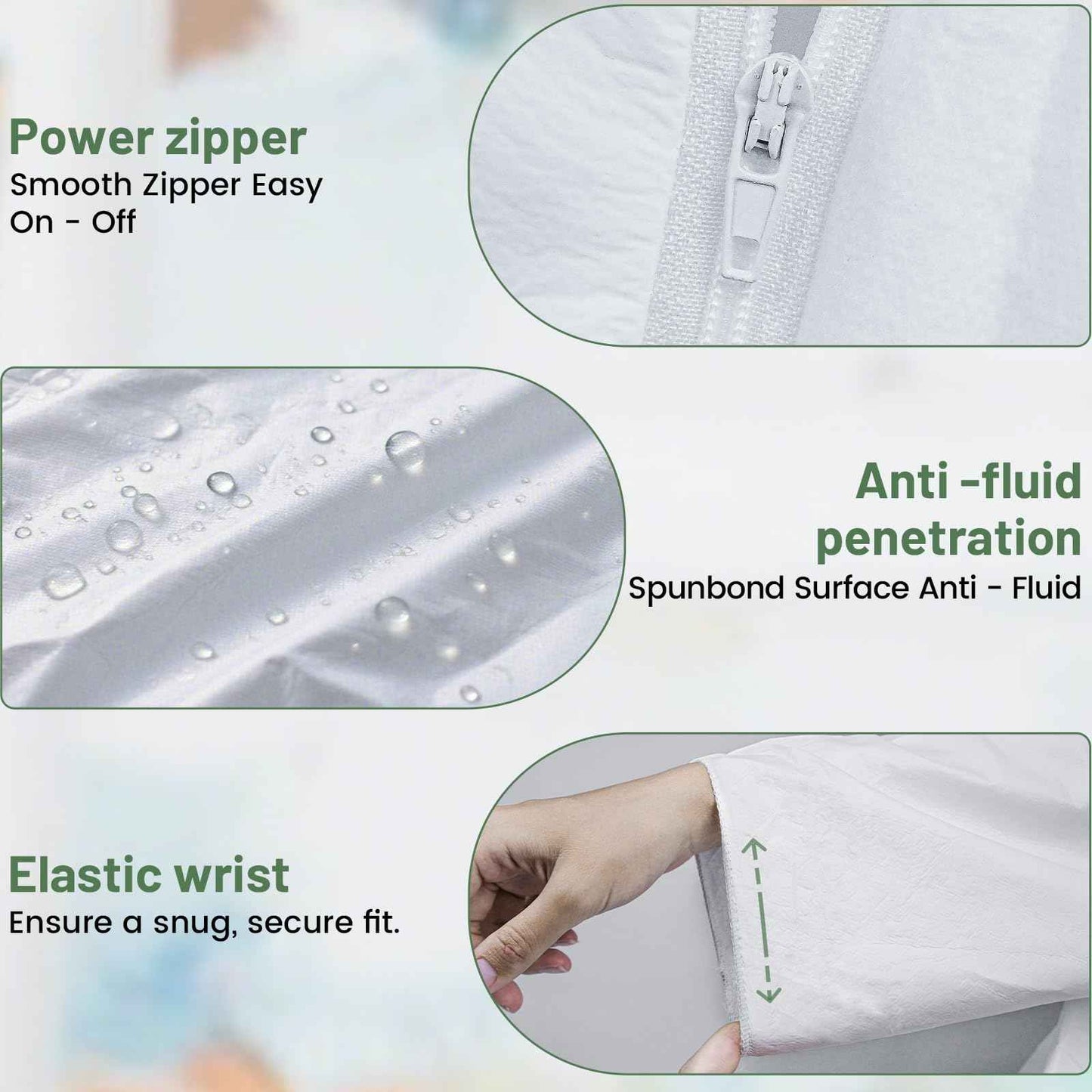 VigiFront Disposable Coveralls Hazmat Suit, Full Body Paint Suits, 7 Size Options, with Elastic Wrists, Ankles and Hood