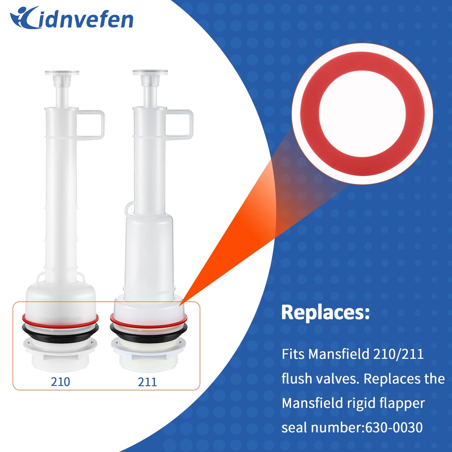 Flush Valve Seal for Mansfield 210/211 Flush Valve, Upgraded Silicone Material Mansfield Toilet Replacement Parts 160, Toilet Gasket Equivalent to 630-0030, 3Pcs