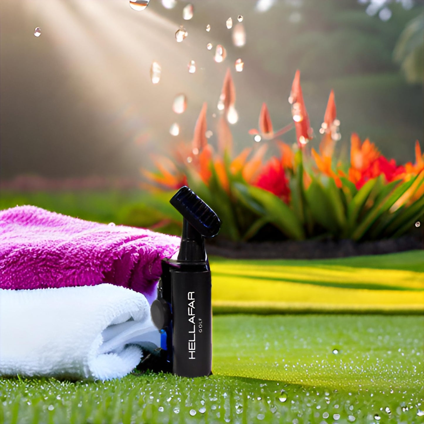 HELLAFAR GOLF Premium Golf Club Water Brush Groove Cleaner with Retractable Clip and Nylon Bristles - Holds 5 Ounces of Water - Golf Accessories for Men, Best Golf Gifts for Men