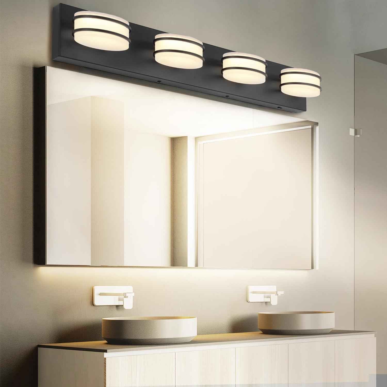 LED Chrome 3-Light Dimmable Bathroom Vanity Light Fixture - Modern Acrylic & Stainless Steel Over Mirror Lighting