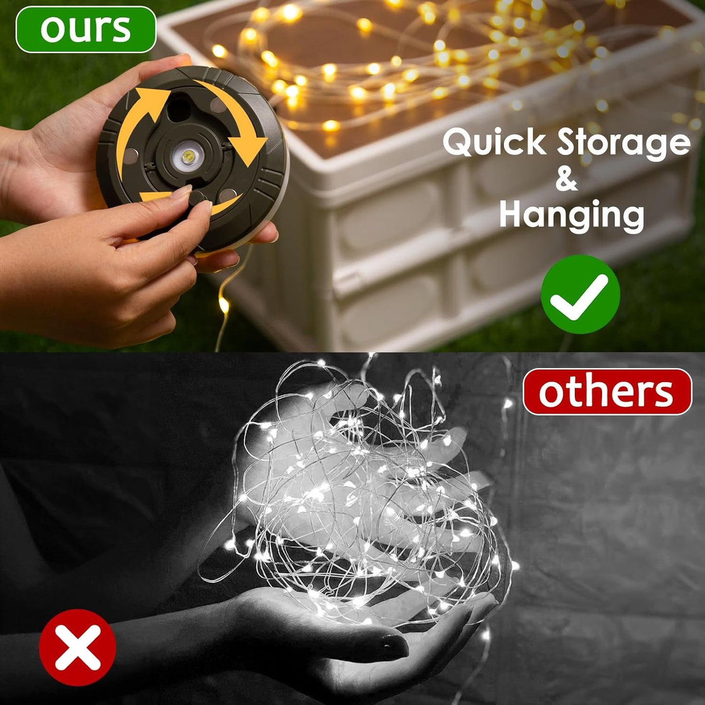 Camping String Lights 2-Pack - 32.8FT Waterproof LED Lanterns with 8 Modes for Tent & Outdoor Use