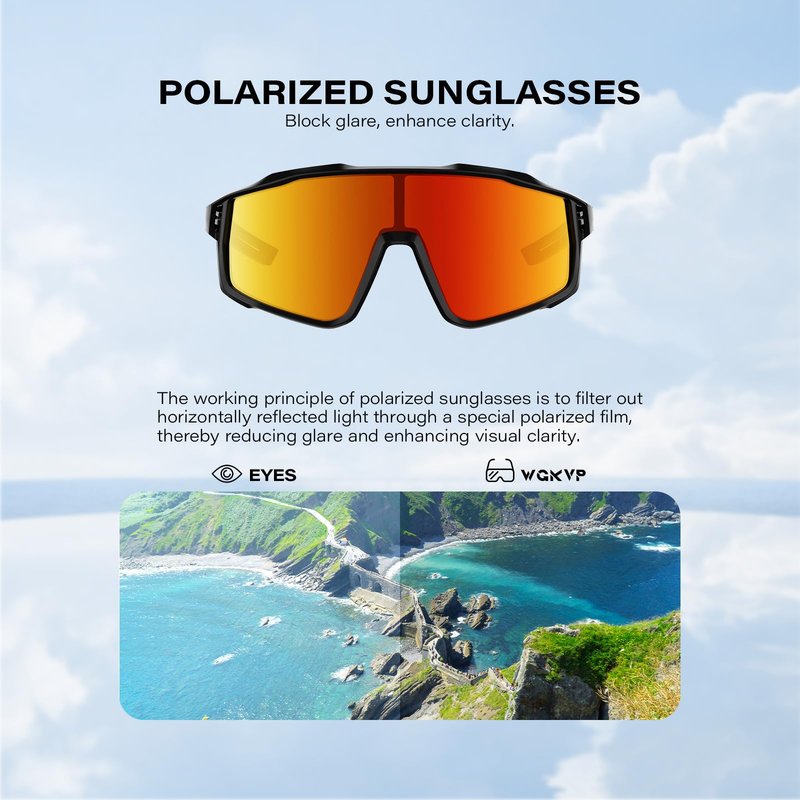 WGKVP Polarized Sports Sunglasses for Men and Women, UV403 Protection, Running and Cycling glasses (Black Red)