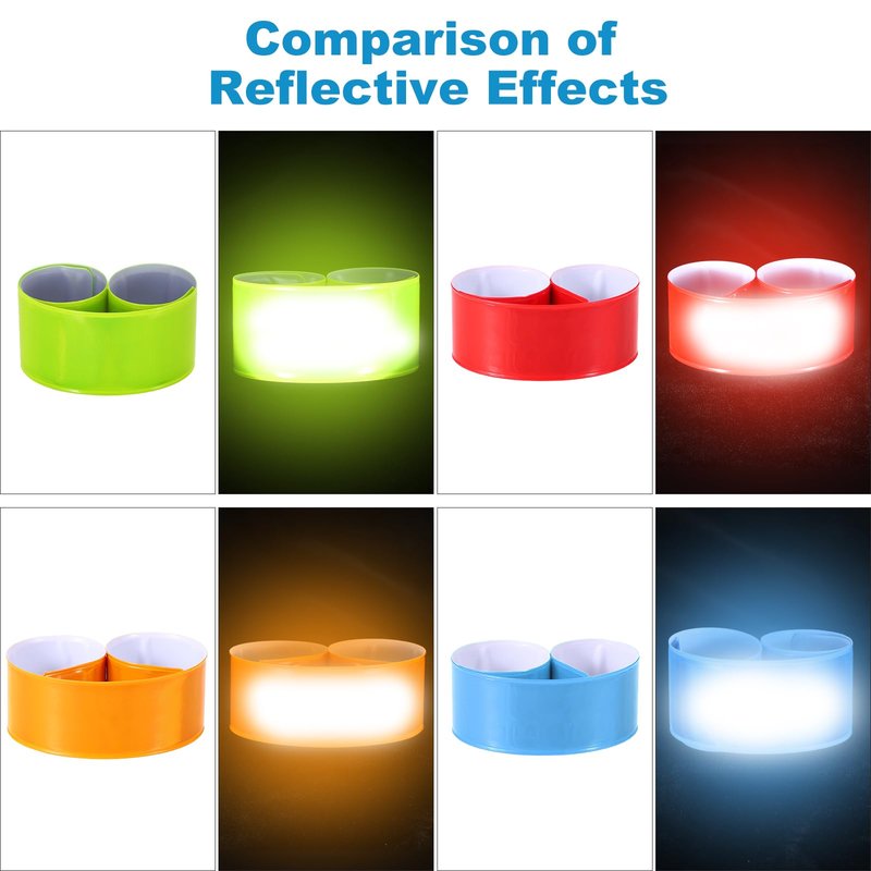 PATIKIL Reflective Slap Bands, 20 Pcs Reflector Band Snap Bracelet Armbands High Visibility Safety Reflectors Wrist Strap Strips for Night Jogging Cycling Running Hiking, Silver