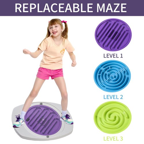 Lydnvjx Balance Board Maze, 20 Inch Maze Balance Plate, Anti Slip Balance Board with 3 Replacement Maze Disks, Maximum Load of 165 Pounds