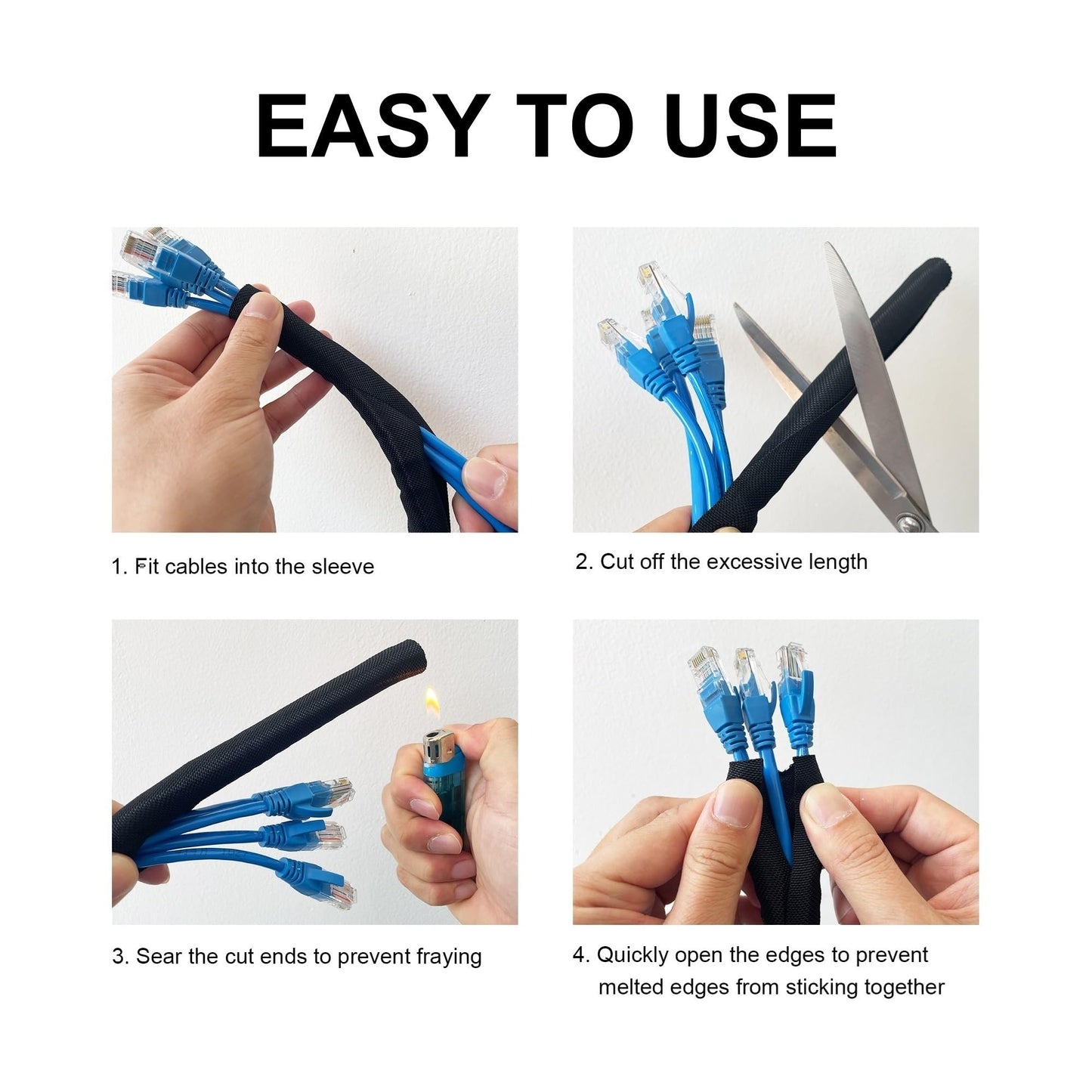 Secbolt Cord Protectors from Pets No Chew, 10ft - 1/2 inch Ultra Durable Cord Covers for Pets, Bite-Resistant Cable and Wire Protector for Cats, Dogs, Rabbits - Black