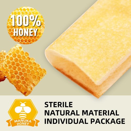 Polynew Manuka Honey Calcium Alginate Dressing, 12 Individual Pack, 2"x2" Patches, Wound Dressing with Calcium Alginate, Bandages for Burns, Faster Wound Care