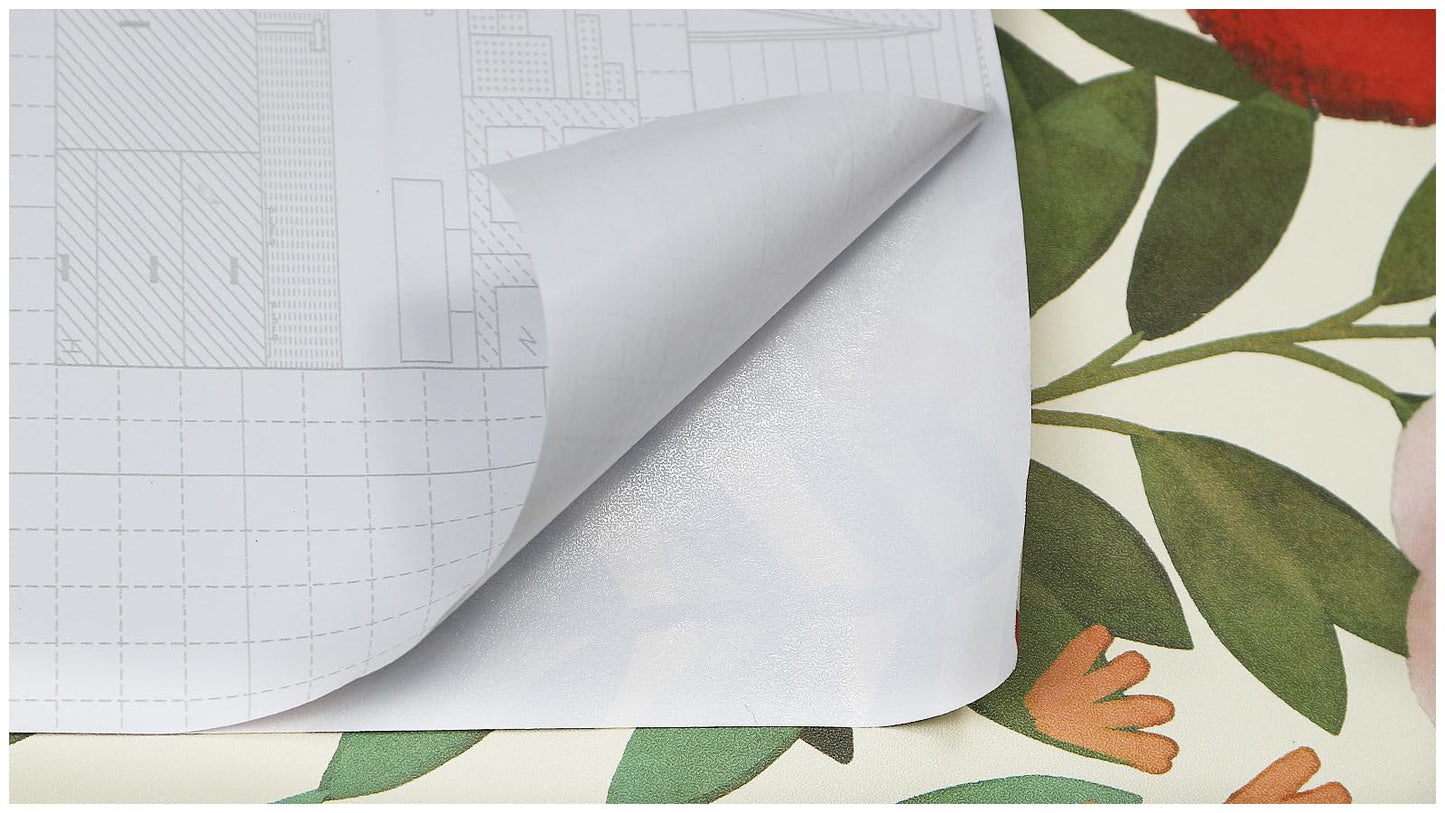 HAOKHOME Floral Peel and Stick Wallpaper Boho Wall Paper Removable for Bedroom Beige/Pink/Red Contact Paper 17.3in x 9.8ft