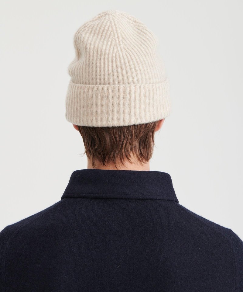 NAADAM Unisex Signature Cashmere Ribbed Beanie,Oatmeal,OS