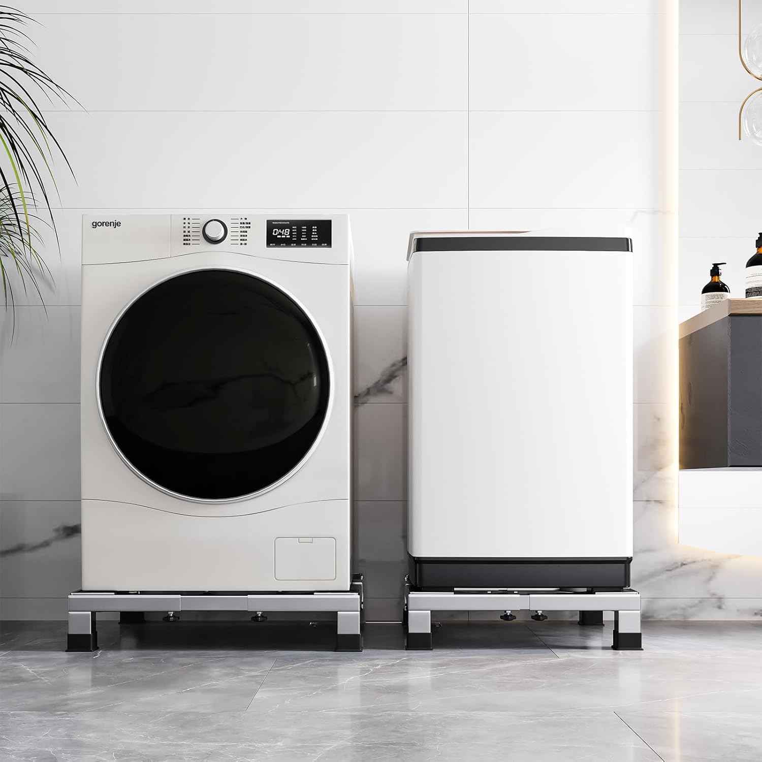 Heavy Duty Stainless Steel Mini Fridge & Washer Dryer Stand with 4 Strong Feet - Universal Appliance Base (Large)