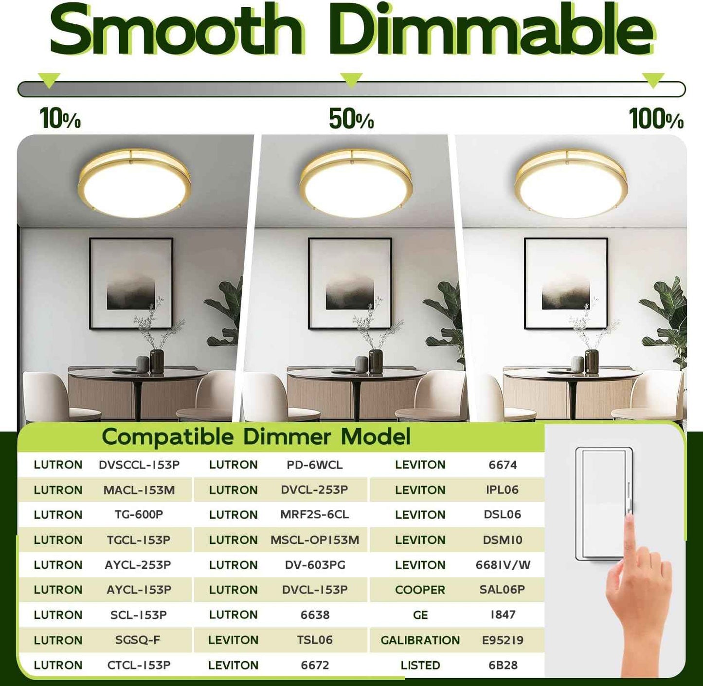 Adjustable 13-Inch Gold LED Flush Mount Ceiling Light Fixture - Dimmable 2700K-5000K for Hallway, Bathroom & Kitchen (2-Pack)