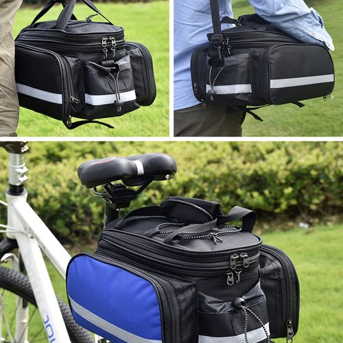 Jaugufiy Bike Rear Rack Bag,Multi-Function Bicycle Rack Carrier Bag,Bike Panniers Bag,Cycling Luggage Bag,Detachable Tail Seat Trunk Handbag Shoulder Strap Storage with Rain Cover(27L)