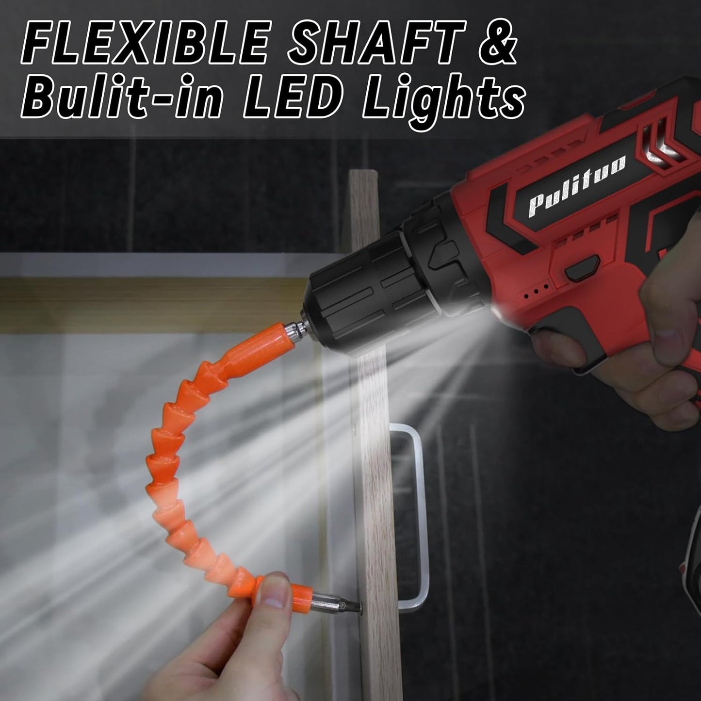 20V Cordless Drill/Driver Kit with 2 Batteries, 30Nm Torque & LED Light - PULITUO