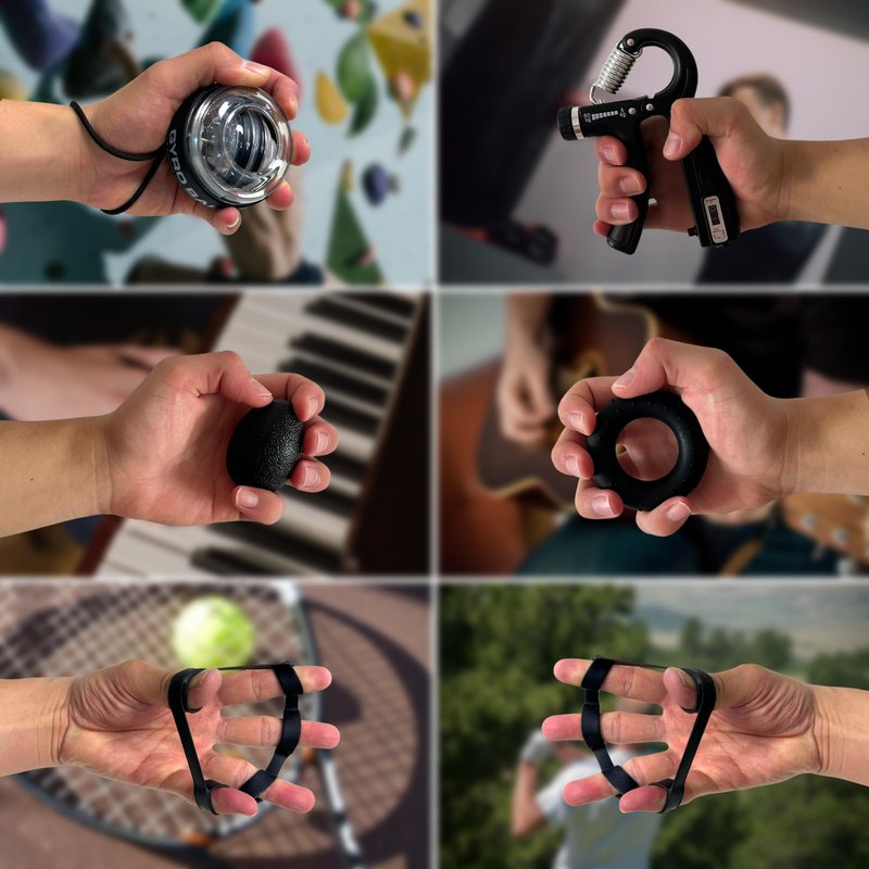 Qishangnana Hand Grip Strengthener Workout Kit (8 Pack) Forearm Grip Adjustable Resistance Hand Gripper, Finger Stretcher, Gyro Ball,Finger Exerciser, Grip Ring