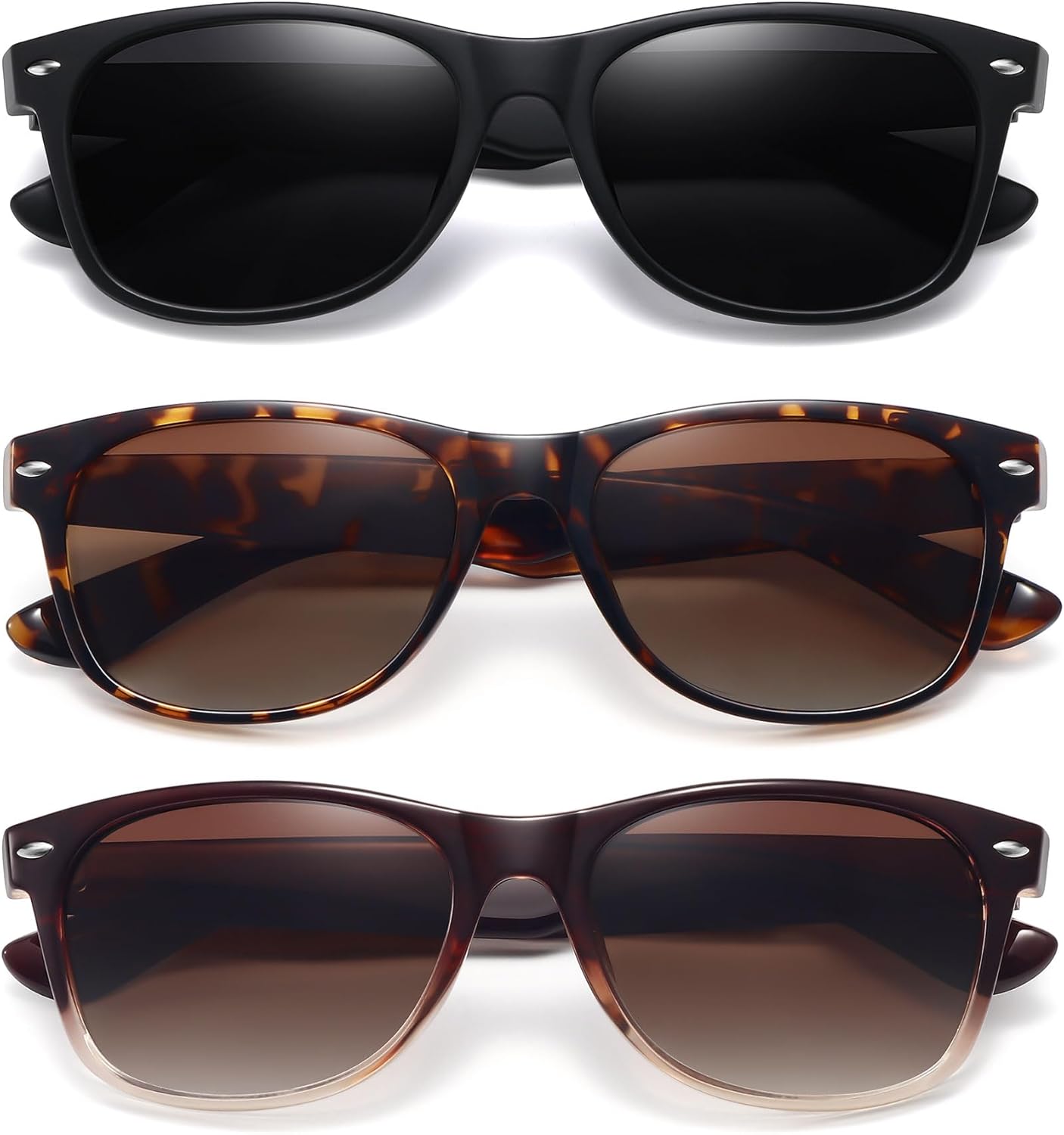 MEETSUN Classic Polarized Sunglasses - Trendy Retro UV Protection for Men & Women | 3-Pack Set