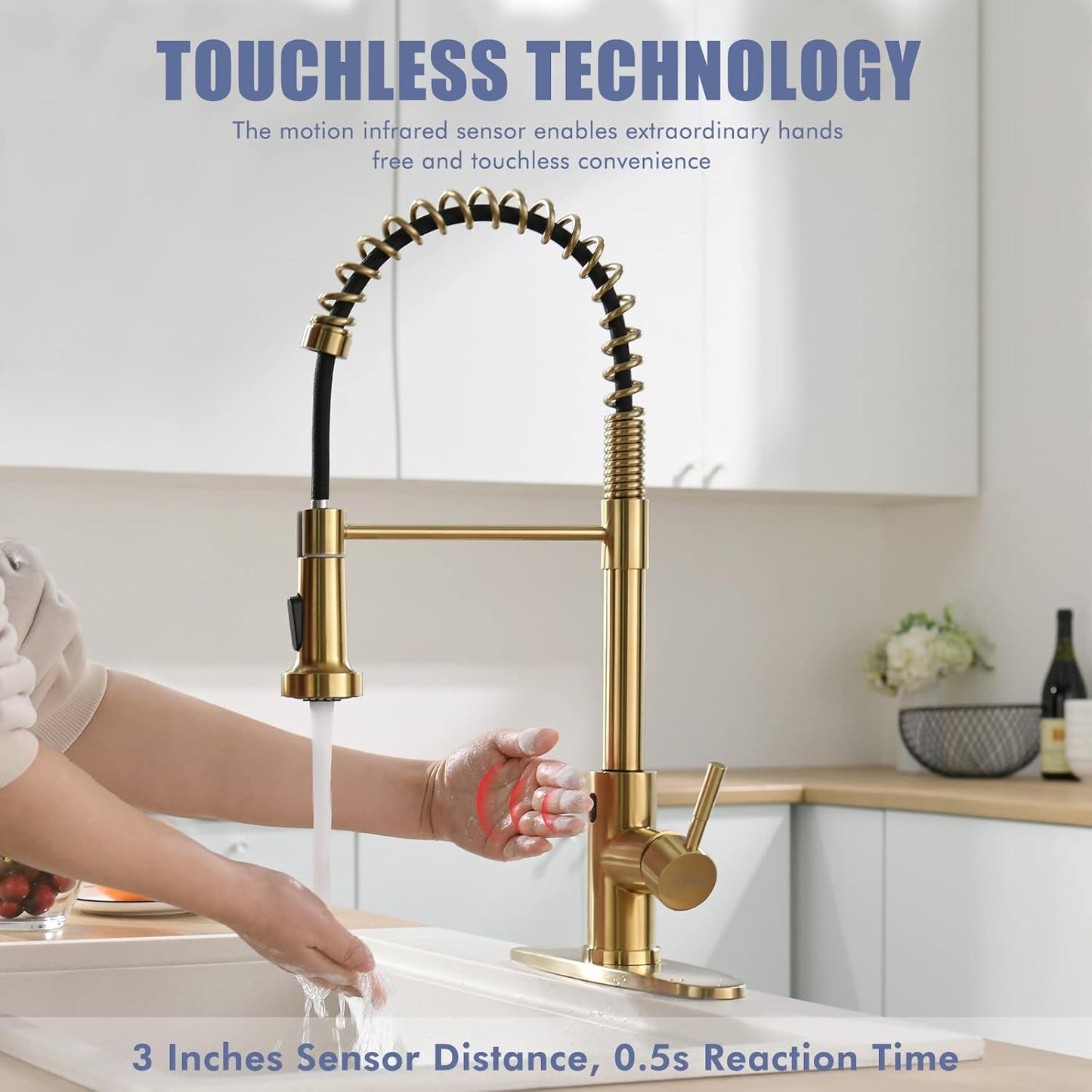 Matte Black Kitchen Faucet with Soap Dispenser - Commercial Single Handle Pull Down Sprayer