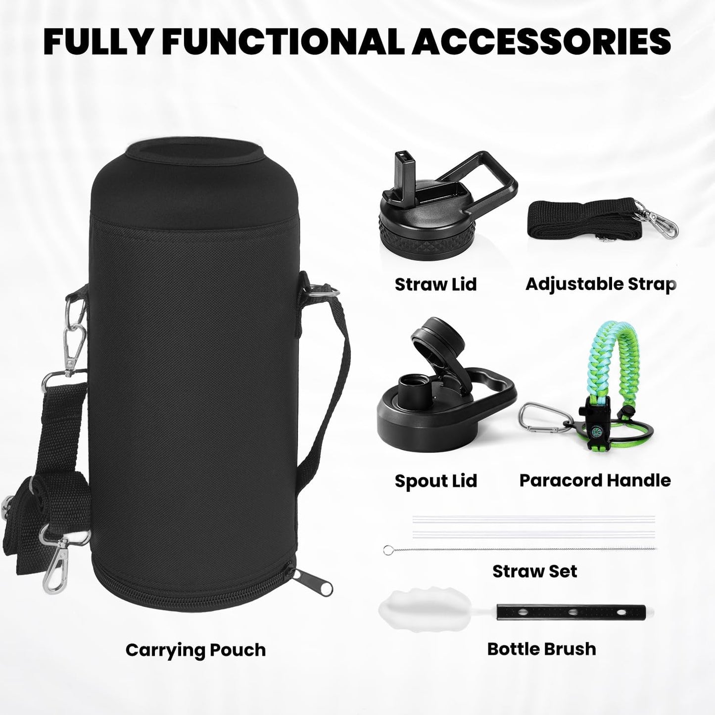 RAYMYLO Insulated Water Bottle - 87 oz Triple Wall Vacuum Stainless Steel | Cold for 48 Hrs, Leak Proof, Ombre Green