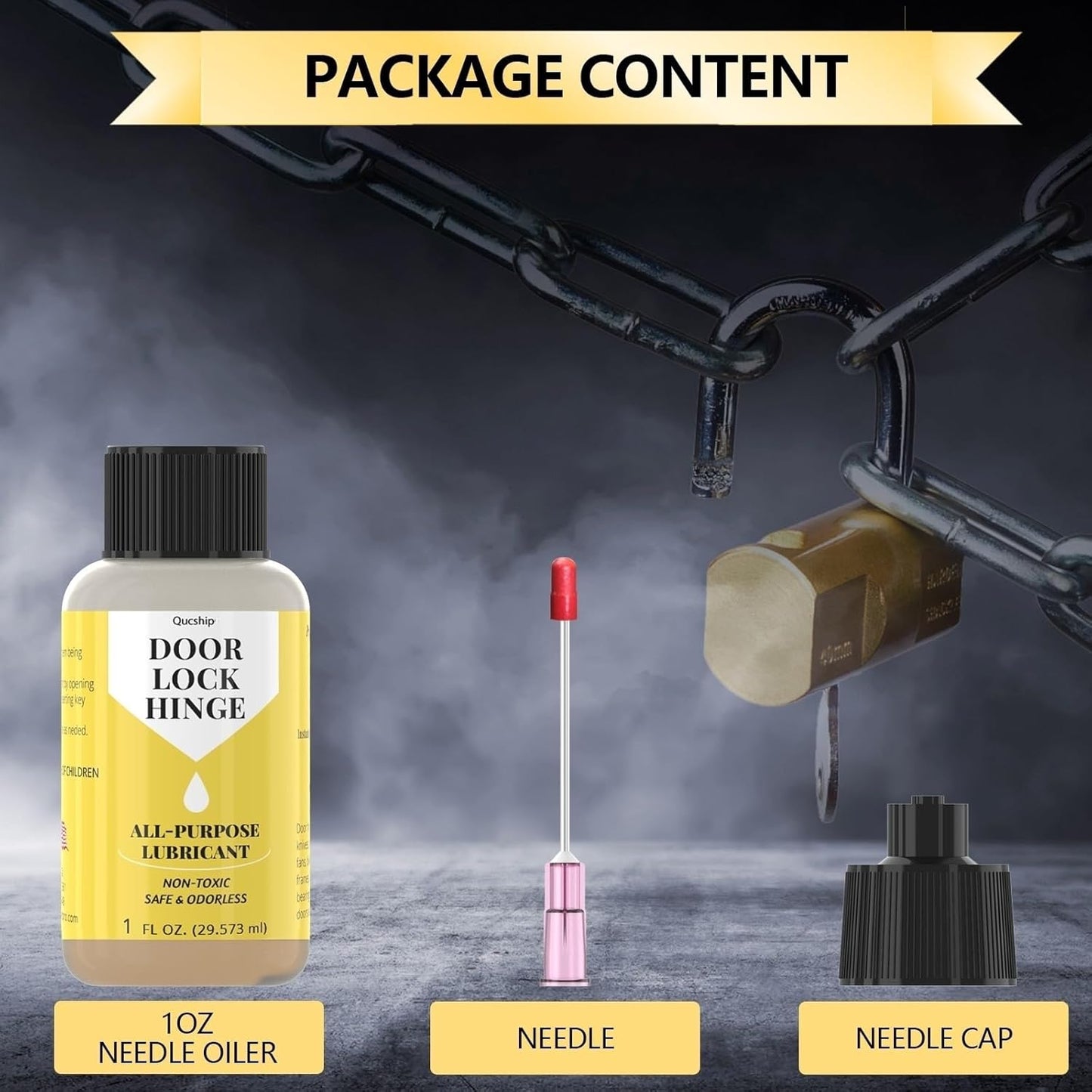 Qucship Door Hinge Lubricant - 1 oz Needle Oiler for Smooth Operation | Ideal for Locks & Tools
