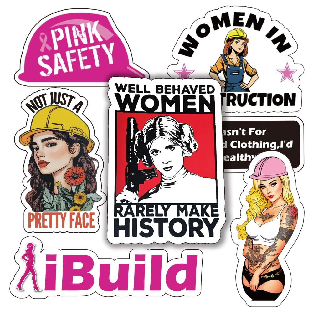 Women Hard Hat Stickers | Blue Collar Decals for Hardhat | Woman in Trade Empowerment Construction Decal
