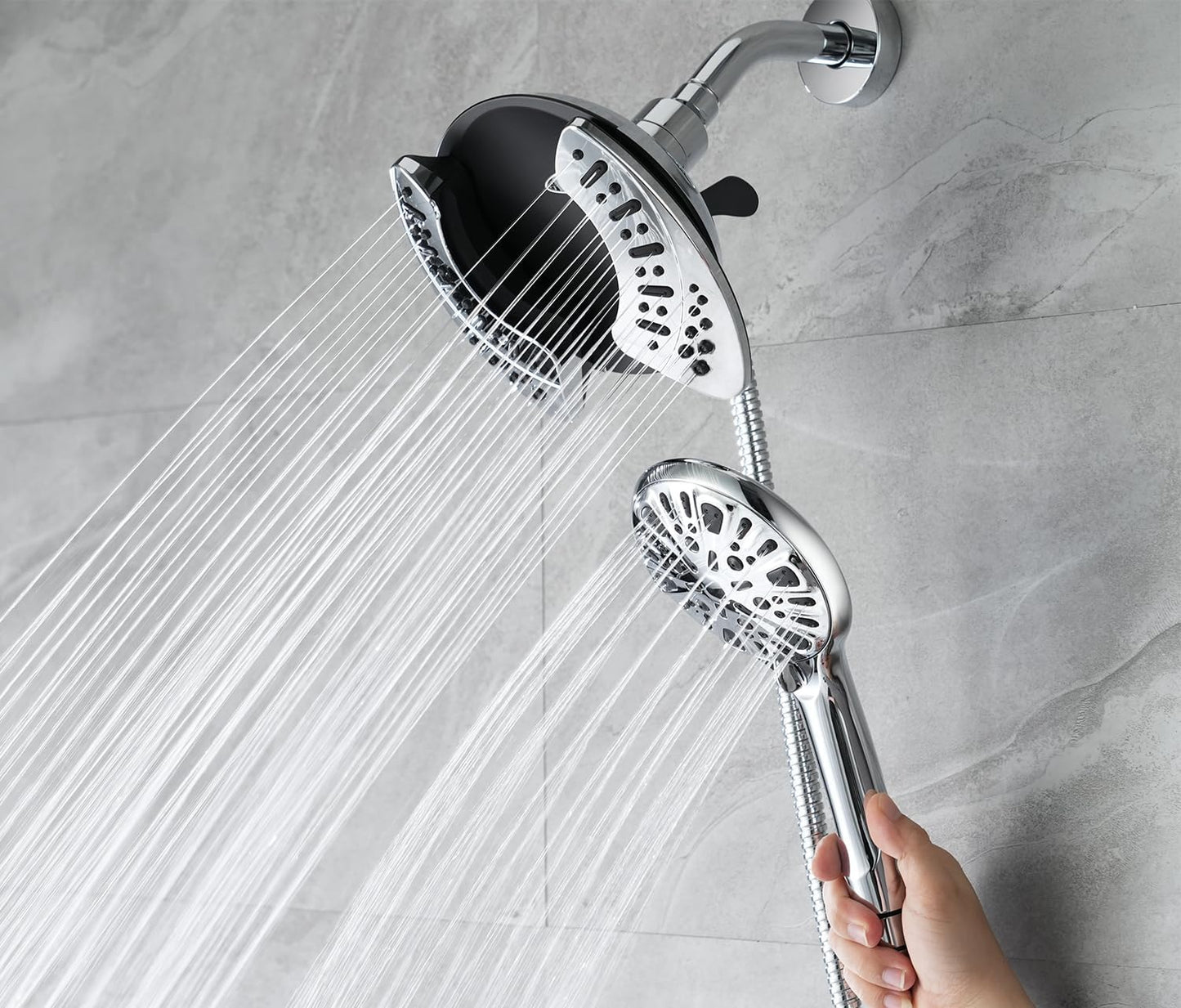 2.5GPM 7.2" Rainfall & Handheld Shower Head Combo with 60" Stainless Steel Hose