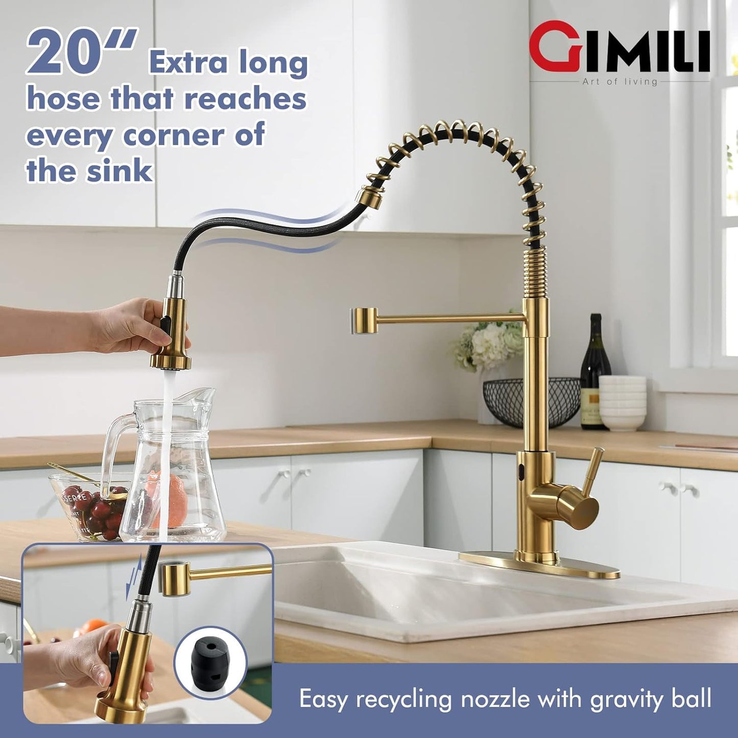 Matte Black Kitchen Faucet with Soap Dispenser - Commercial Single Handle Pull Down Sprayer