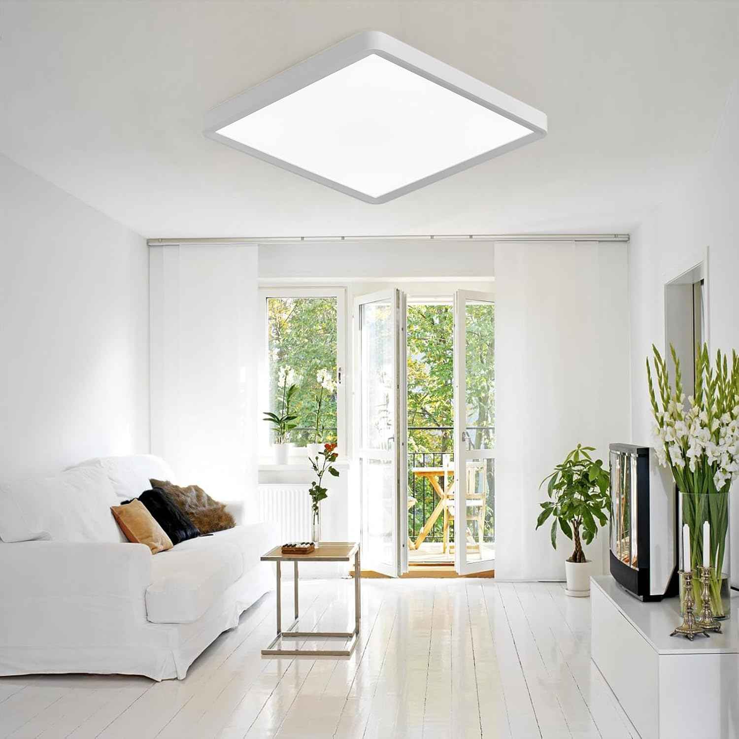 50W 20-Inch LED Flush Mount Ceiling Light - 5000LM, CCT Selectable, Low Profile for Hallway, Kitchen, Bedroom