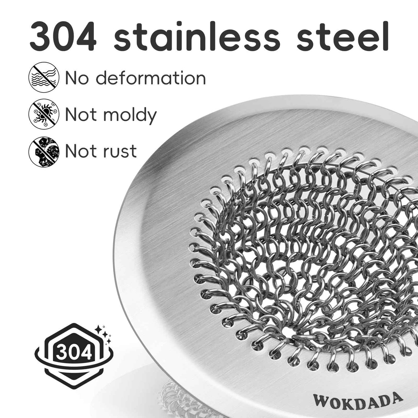 2 Pack Wokdada Bathtub Drain Hair Catcher, Wokdada Fast Drainage Shower Drain Hair Catcher, Reversible 304 Stainless Steel Drain Protector for Pop-Up and Regular Drains of Bathroom(Patented Product)
