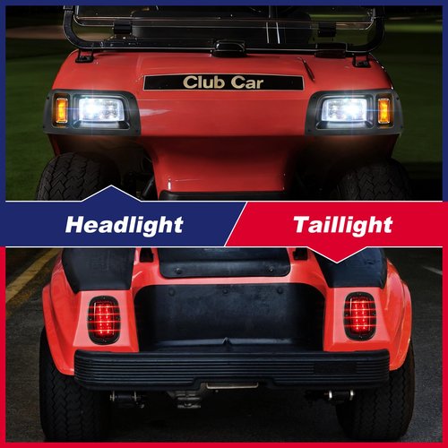 Golf Cart LED Light Kit for Club Car DS 1993-Up Gas and Electric Models, Club Car DS 12V Headlight Tail Light Kit, Factory Style Lighting Kit Assembly, Street Legal, OEM 101988002 101988001 1017035