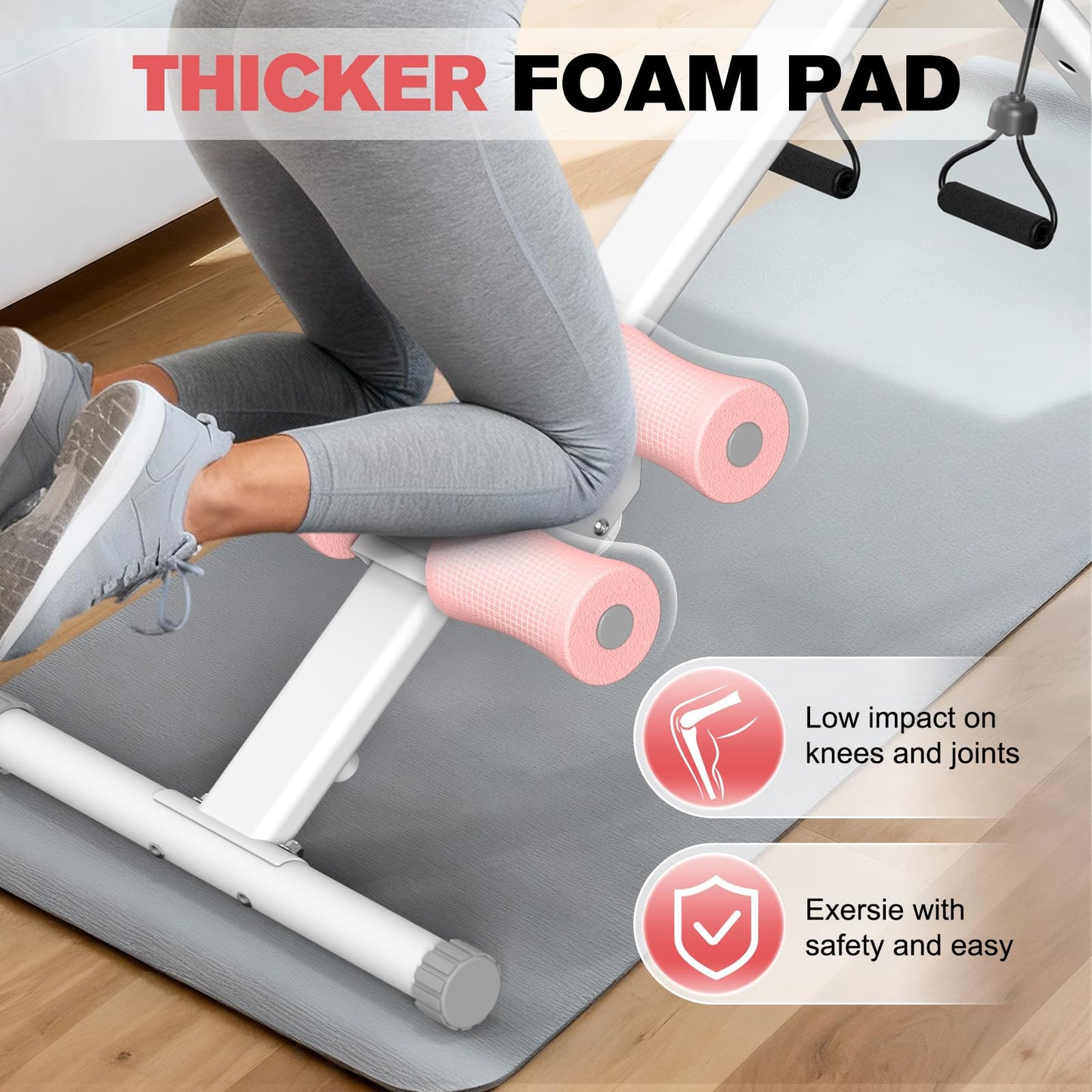 DERACY Ab Workout Machine Adjustable Ab Trainer Abdominal Trainer for Home Gym Foldable Ab Crunch Machine for Core 440 LBS (White)