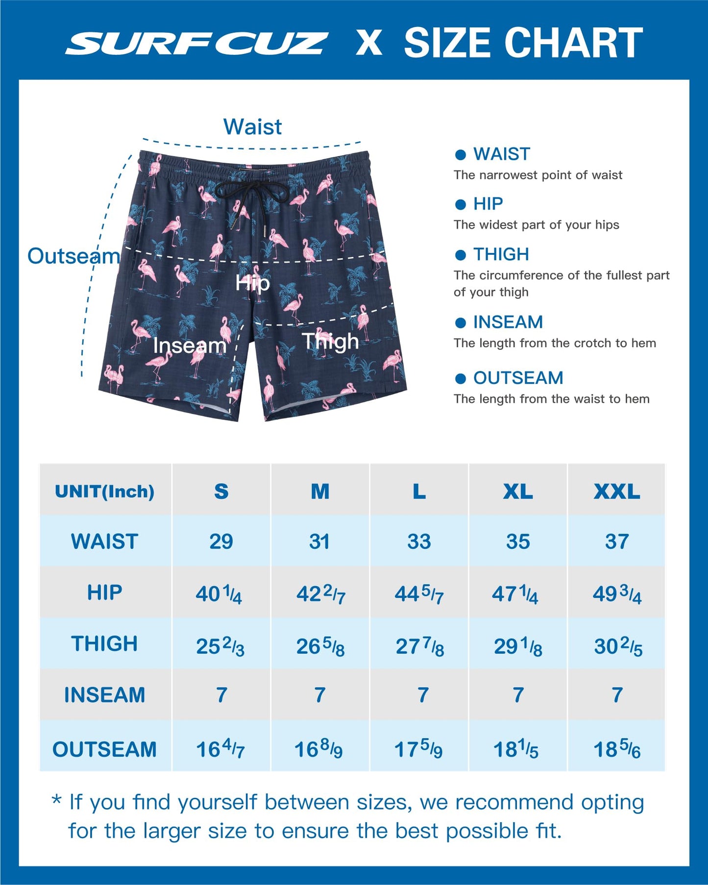 SURF CUZ Mens Swim Trunks with Compression Liner Quick Dry Swim Shorts 7" Swimming Trunks Stretch Bathing Suit Zipper Pockets,Flamingo-Black,M