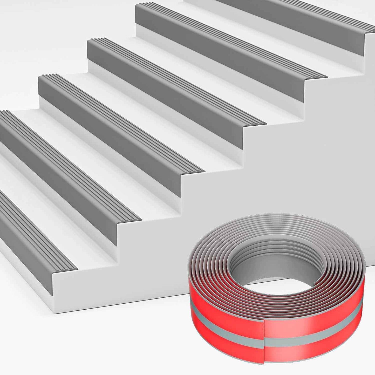 Self-Adhesive Rubber Stair Nosing Trim - 40 FT Black Edge Protector for Indoor & Outdoor Steps