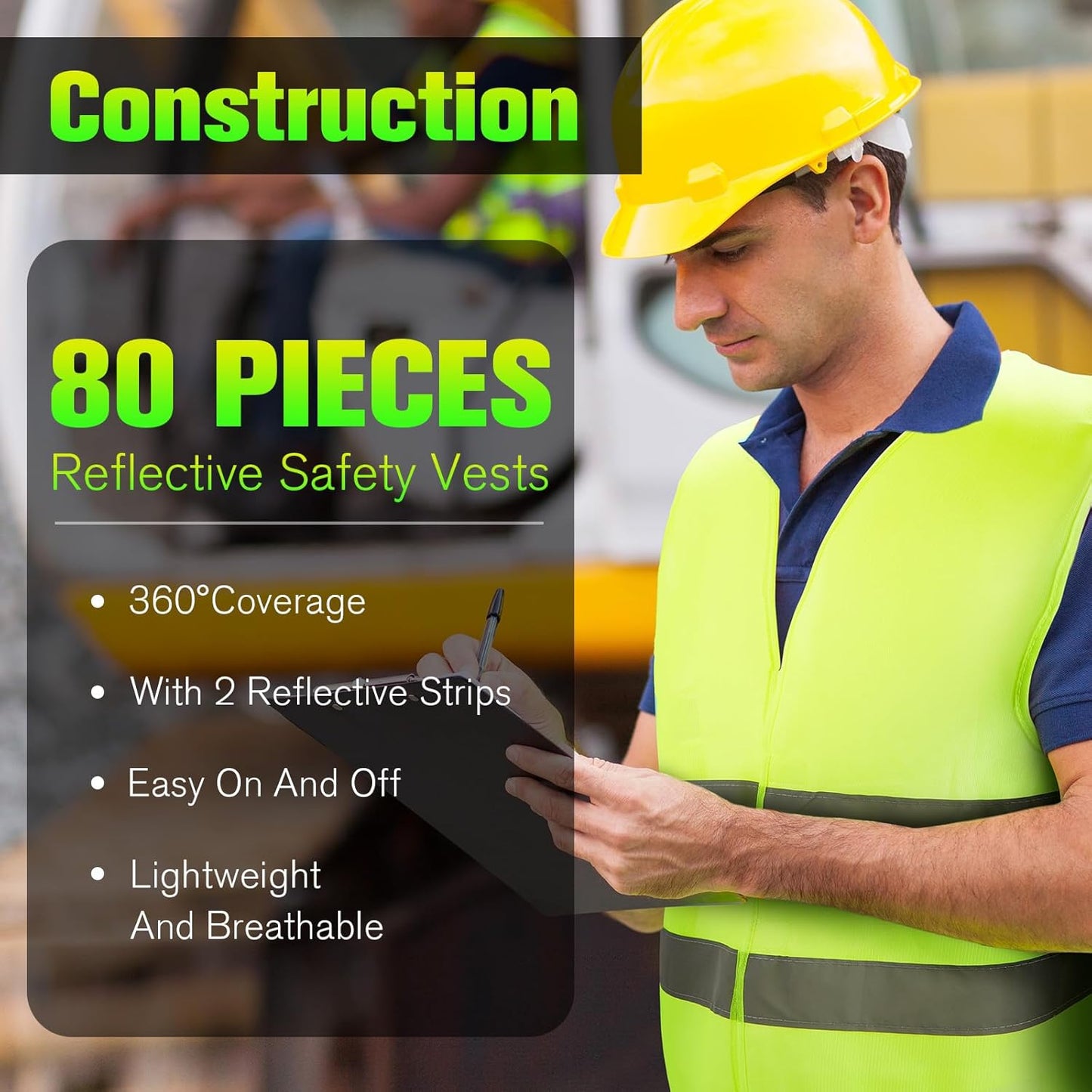 High Visibility Reflective Safety Vest for Men & Women - Bulk Security Mesh Vest for Work, Cycling & Running
